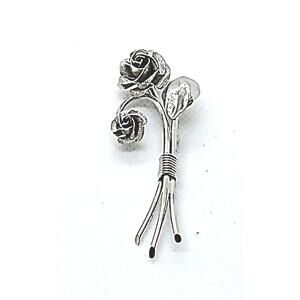 Vintage Silver Tone Mesh Roses Brooch.